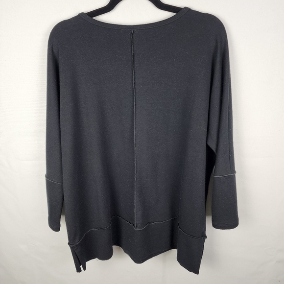 Spanx Top Womens Black Relaxed Dolman Sleeve Stretch Sweater Knit Comfort Size M - Picture 2 of 6
